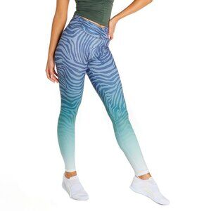 Blue Ombre Zebra Print High-Waisted Leggings
